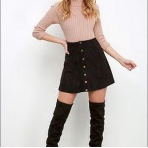 Brandy Melville Black Corduroy A-Line Mini Skirt
